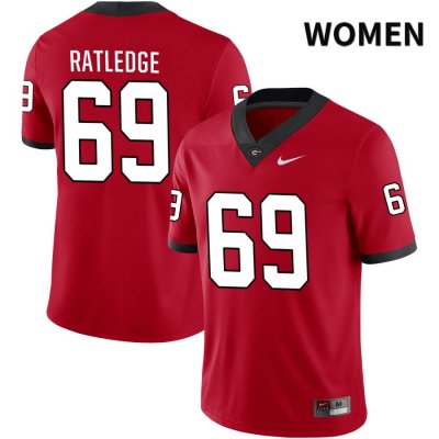 Women's Georgia Bulldogs NCAA #69 Tate Ratledge Nike Stitched Red NIL 2022 Authentic College Football Jersey NFF3154YV